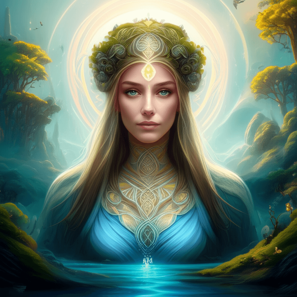 Artistic representation of Goddess Danu